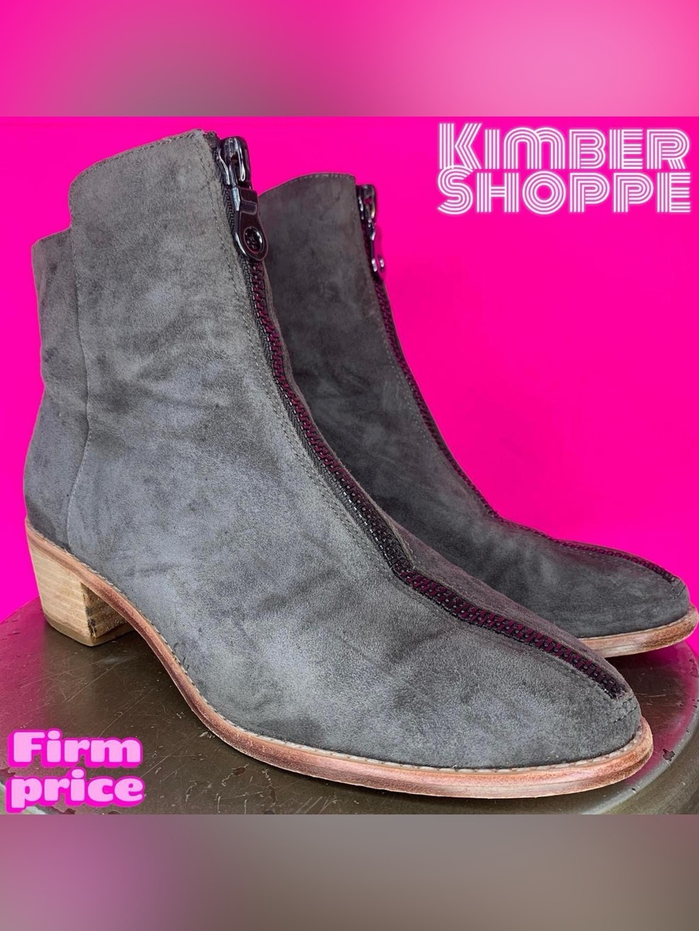 Matiko Mylvia Gray Suede Zipped Ankle Boot US 9